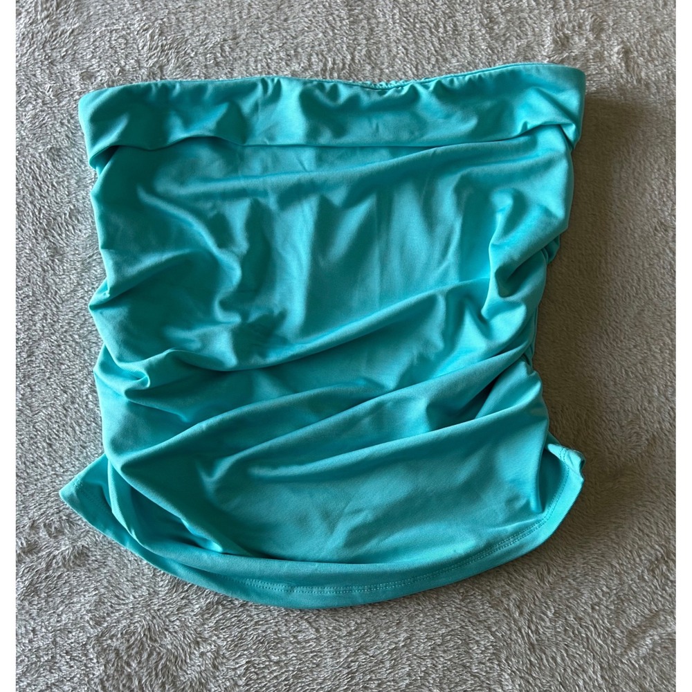 Jolie & Joy Womens XL Turquoise Teal Ruched Strapless Tube Top Summer - Picture 2 of 7